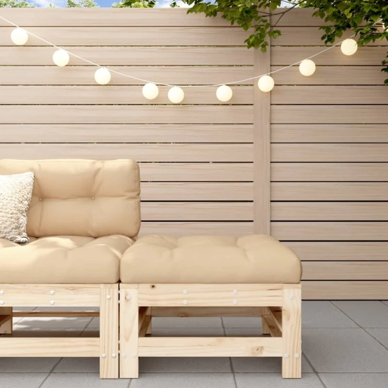 Udendørs fodskammel i massivt fyrretræ med hynde