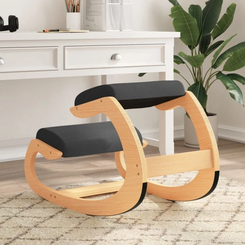 Ergonomisk knæstol i birkekrydsfiner 55x84x55 cm - sort