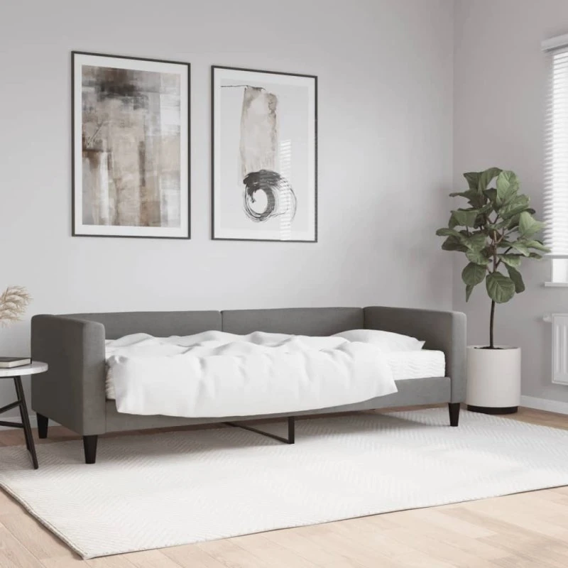 Daybed med madras 80x200 cm - mørkegrå stof