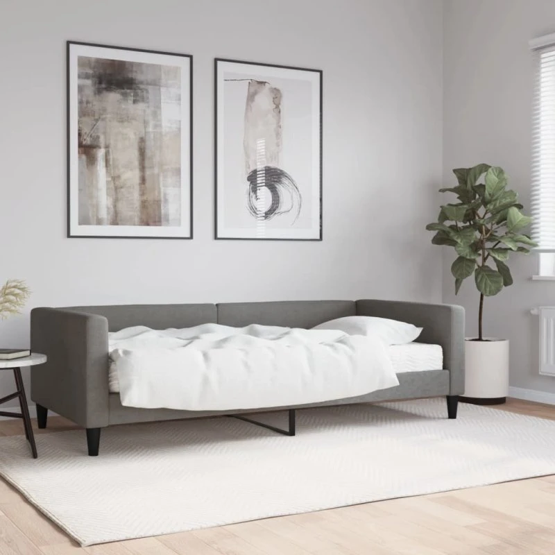 Daybed med madras 90x200 cm - mørkegrå stof
