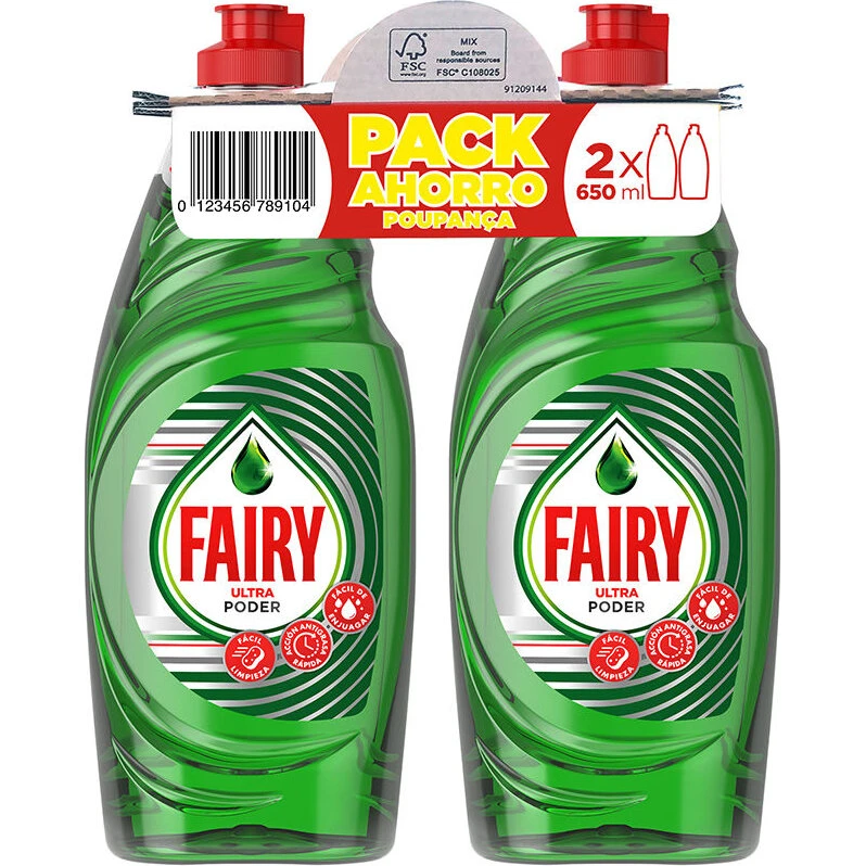 FAIRY Ultra Power flydende opvaskemiddel 2 x 650 ml