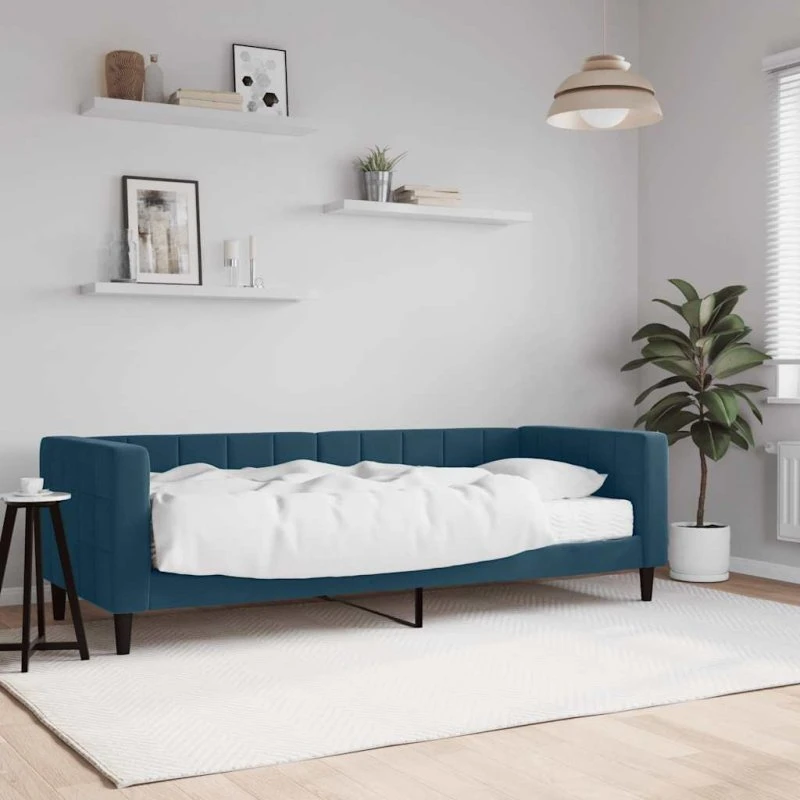 Daybed 2-i-1 med madras 80x200 cm velour blå