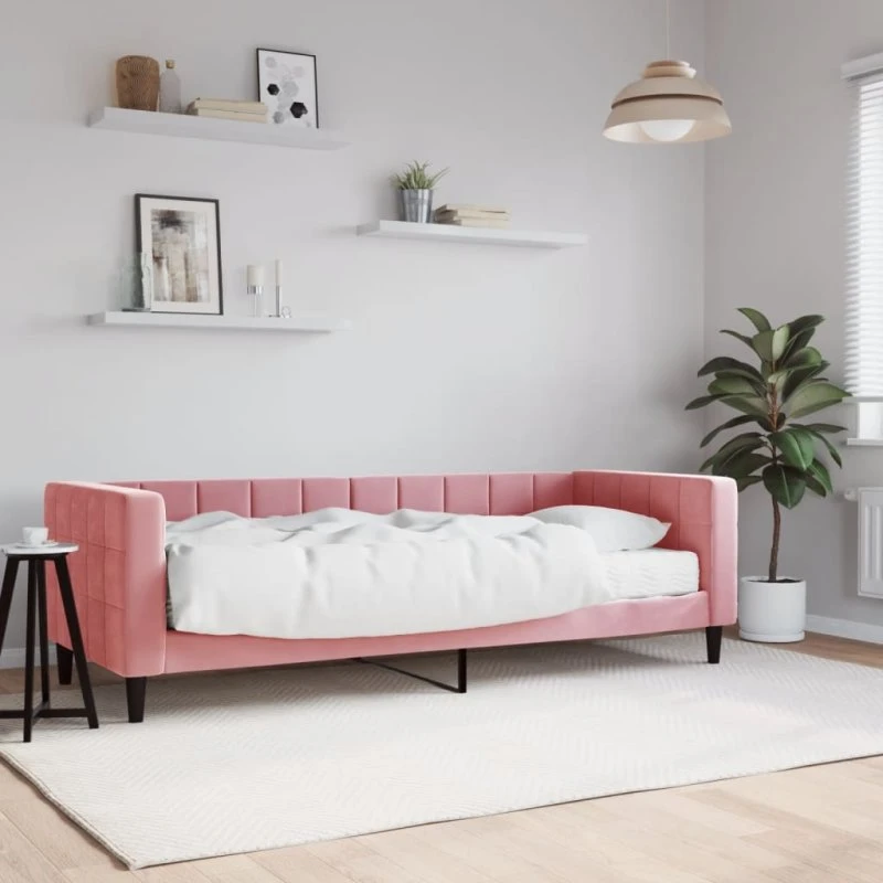 Daybed 80x200 cm med madras - pink velour