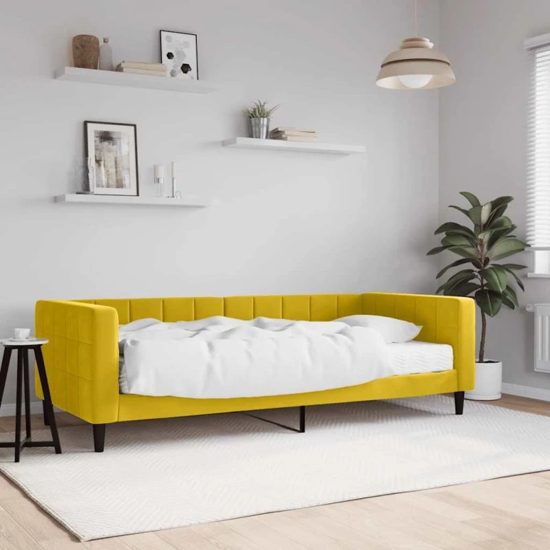 Daybed 90x200 cm med skummadras - gul velour