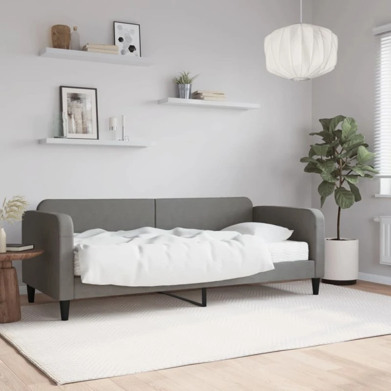 Daybed 2-i-1 med madras 80x200 cm - mørkegrå stof