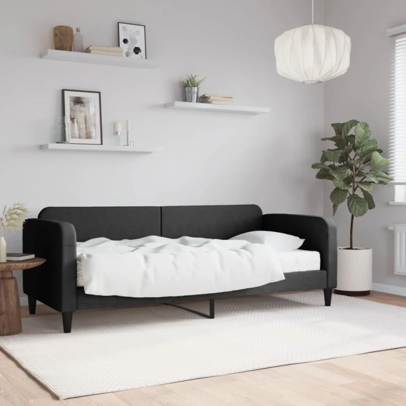 Daybed 2-i-1 med madras 80x200 cm - sort stof