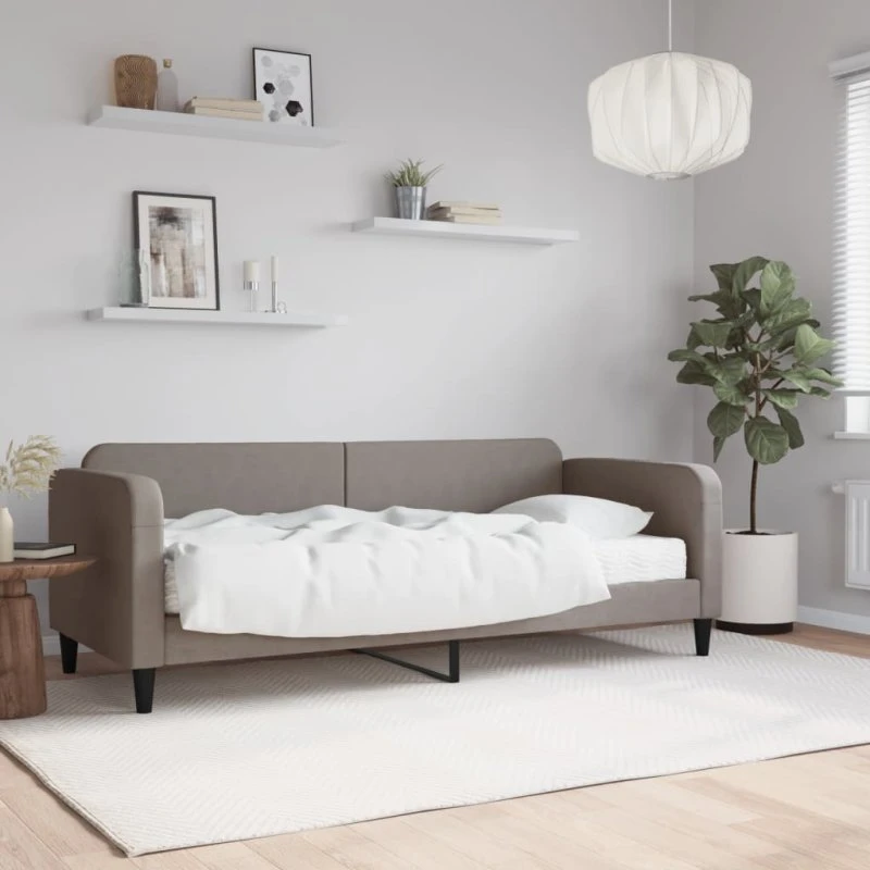 Daybed med madras 80x200 cm i gråbrunt stof