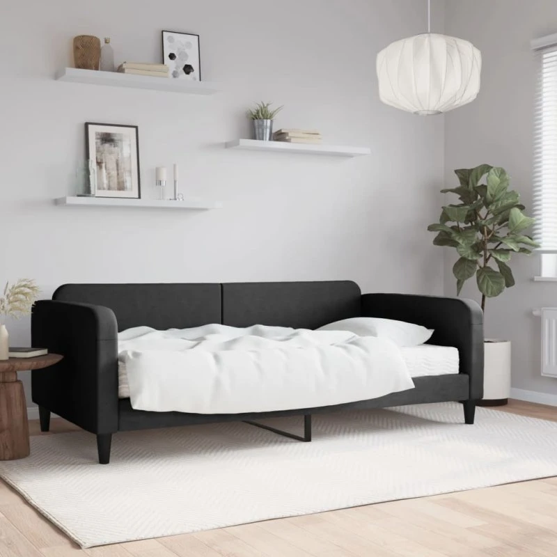 Daybed 100x200 cm med skummadras – sort stof