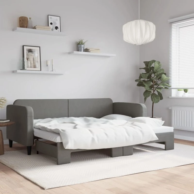 Daybed med udtræk 80x200 cm - mørkegrå stof