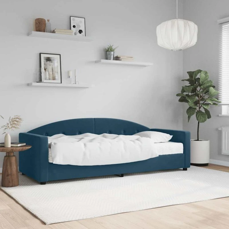 Daybed med madras 80x200 cm i blå velour