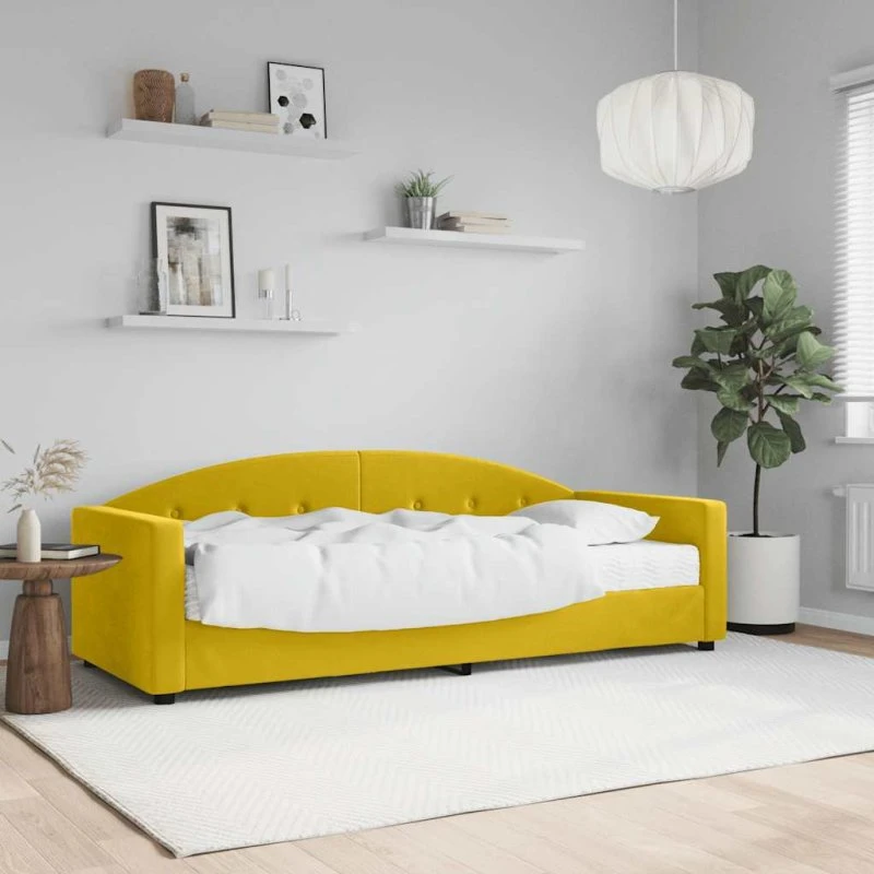Daybed med madras 80x200 cm i gul velour