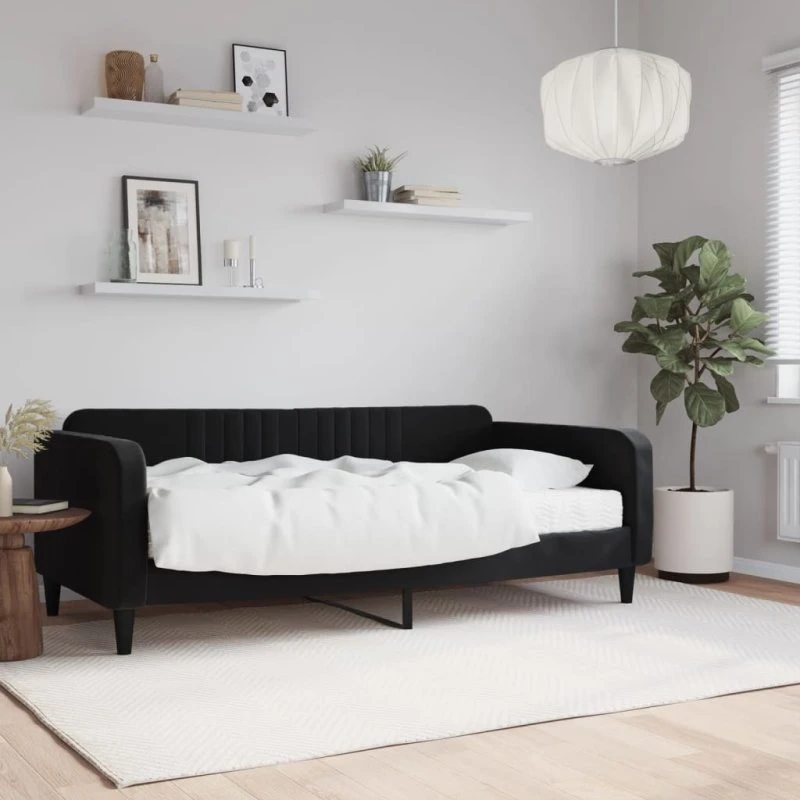 Daybed med madras 90x190 cm i sort velour