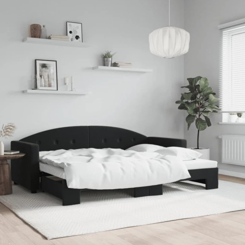 Daybed med udtræk 80x200 cm - Sort velour