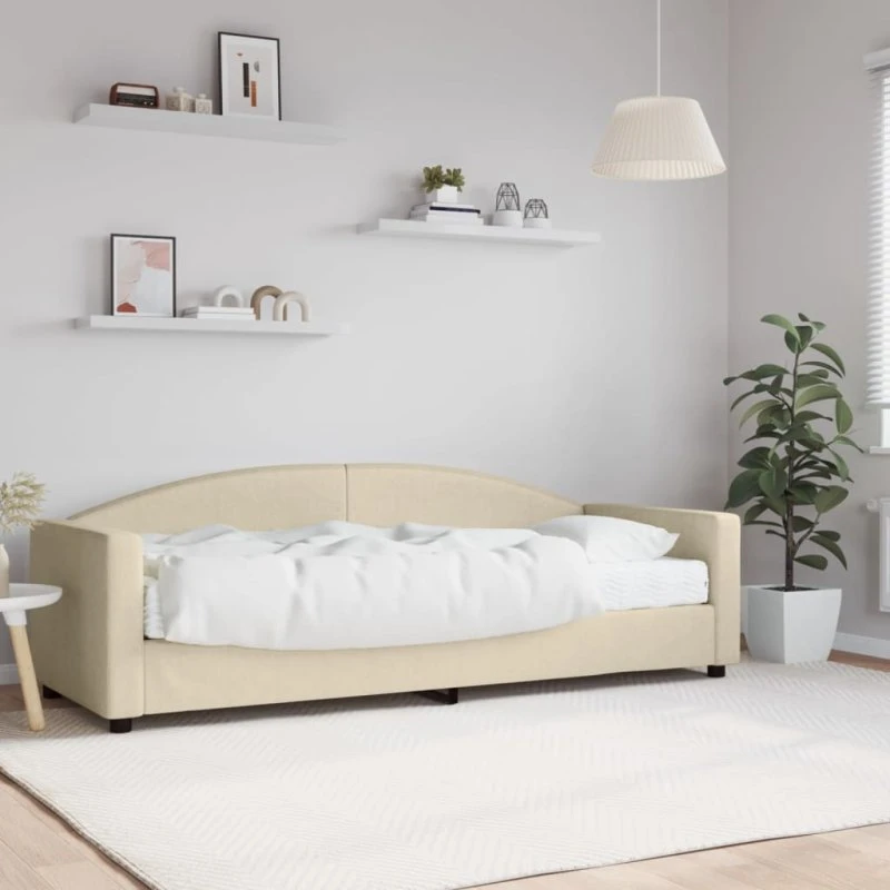 Daybed med madras 80x200 cm - creme stof