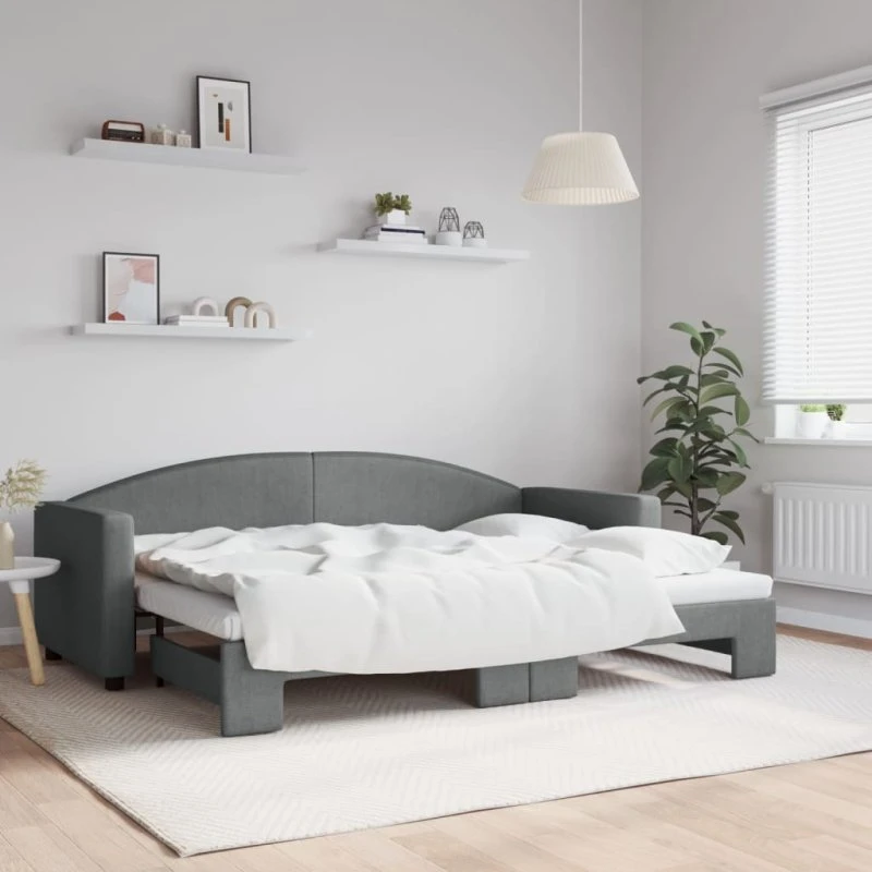 Daybed med udtræk 80x200 cm - mørkegrå stof