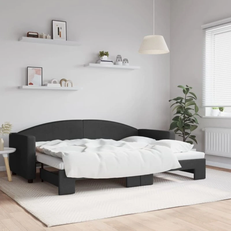 Daybed med udtræk 80x200 cm i sort stof