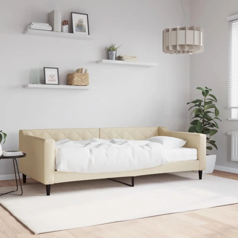 Daybed med madras 90x200 cm - creme stof
