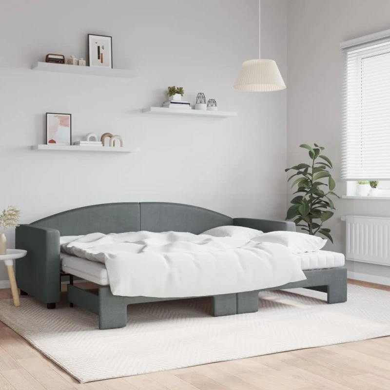 Daybed med udtræk 80x200 cm - stof mørkegrå