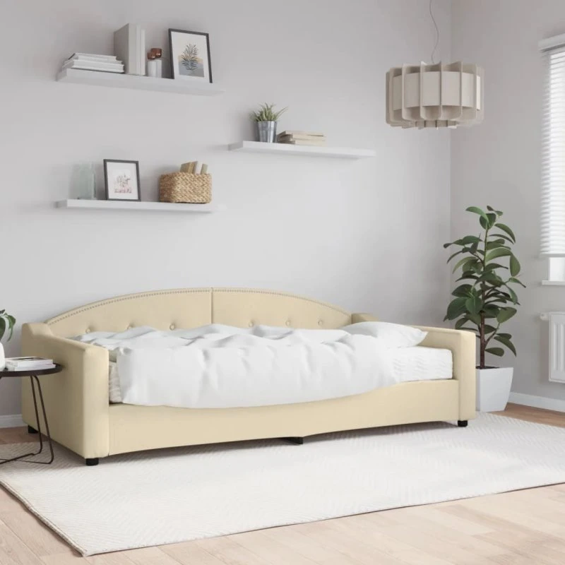 Daybed med madras 100x200 cm - creme stof