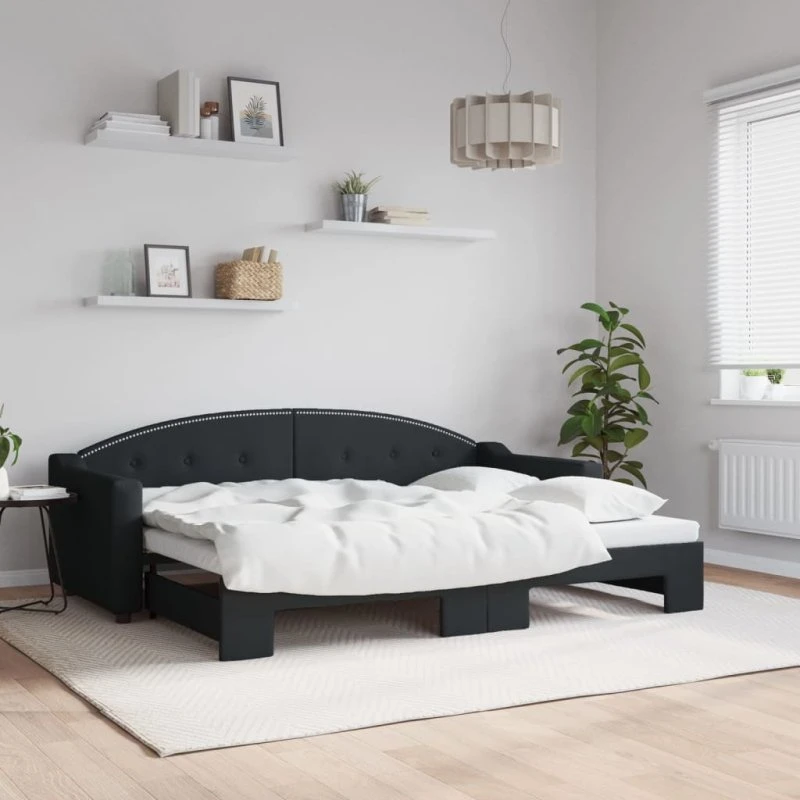 Daybed med udtræk 80x200 cm – sort stof