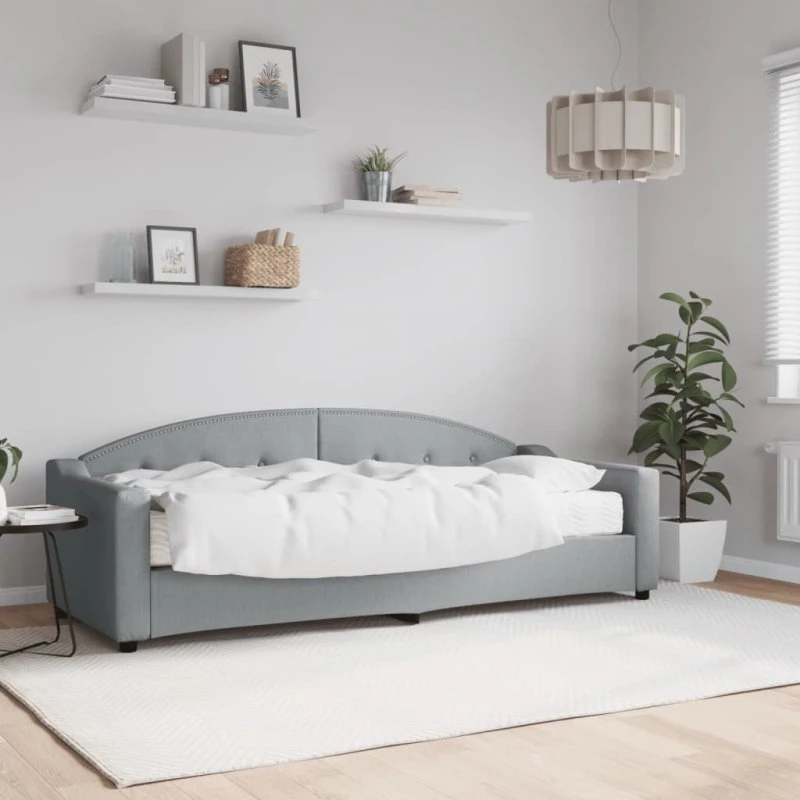 Daybed med madras 80x200 cm - lysegrå stof
