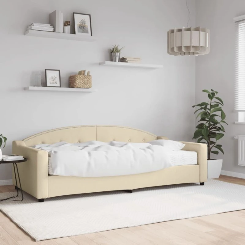 Daybed med madras 90x200 cm - stof creme
