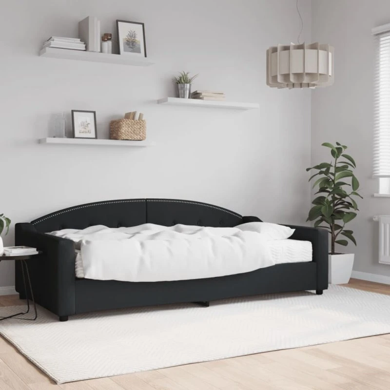 Daybed 2-i-1 med madras 100x200 cm - sort stof