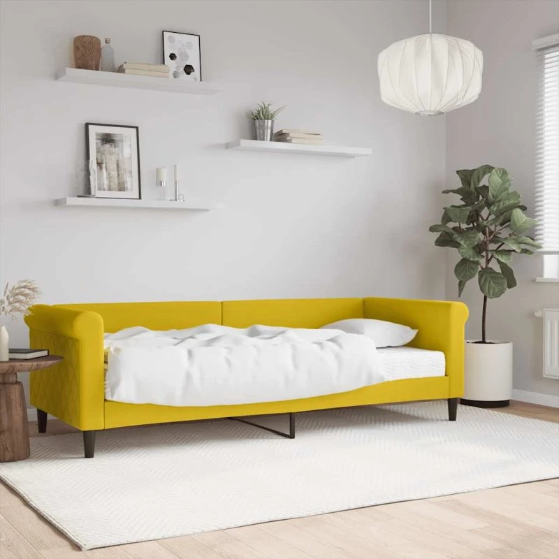 Daybed 80x200 cm med skummadras - gul velour