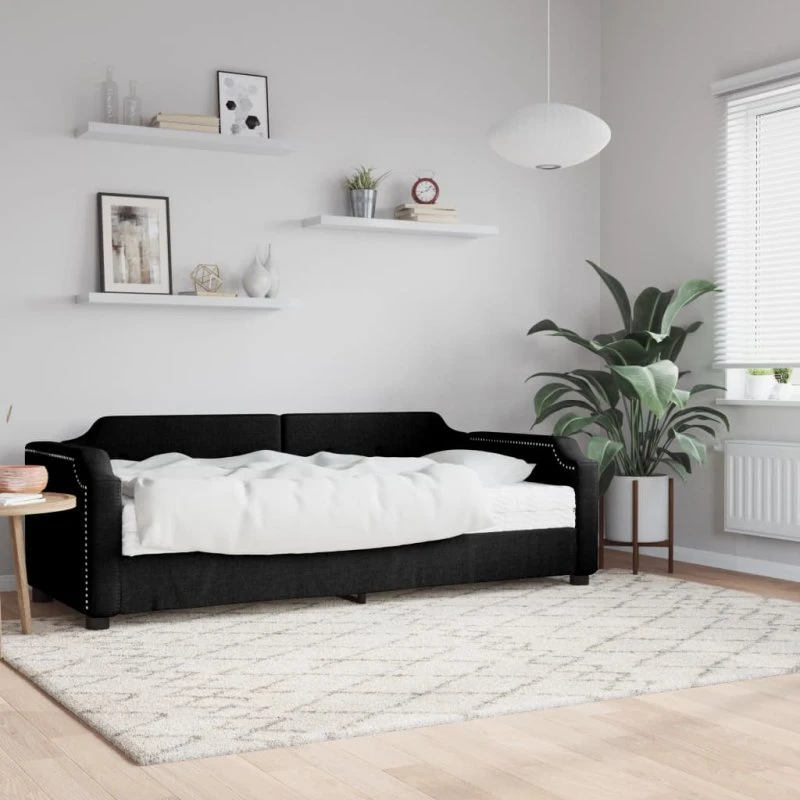 Daybed med madras 90x200 cm - sort stof