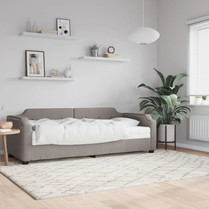 Daybed med skummadras 90x200 cm - gråbrunt stof