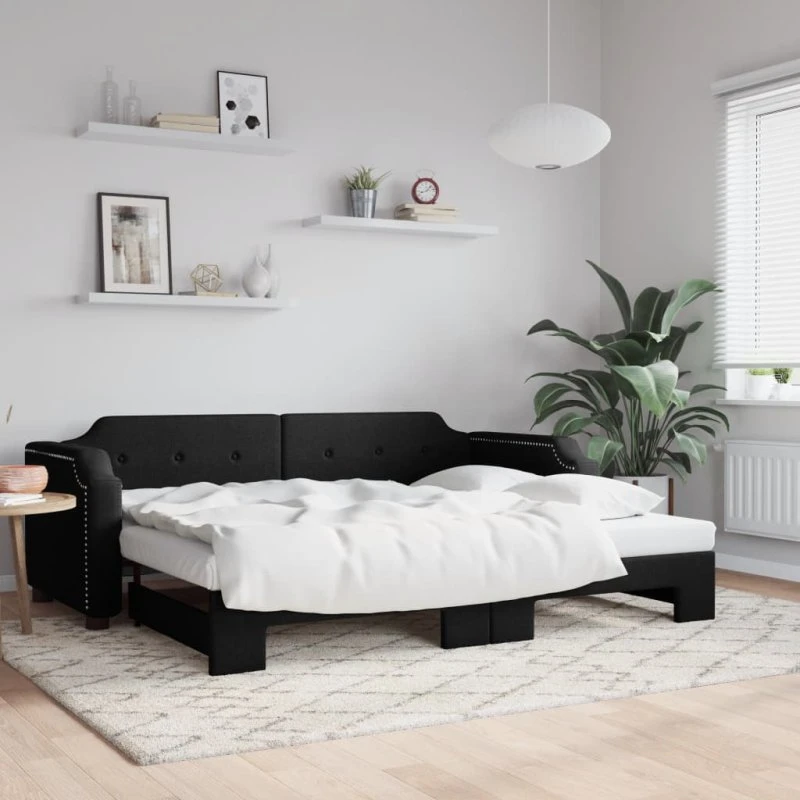 Daybed med udtræk 80x200 cm i sort stof
