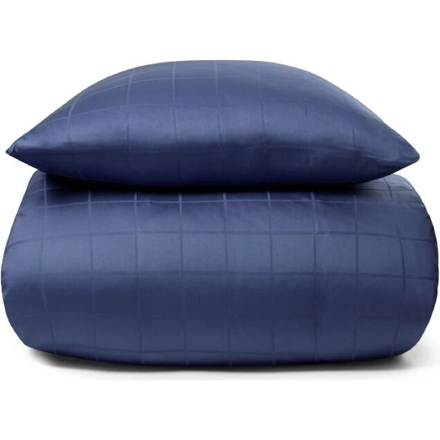 By Night Sengetøj 140x200 cm Check - Bomuldssatin, hvid