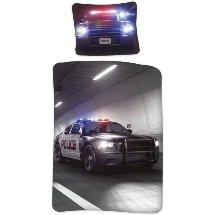 Politibil Junior | Sengetøj 100x140 cm, 100% bomuld