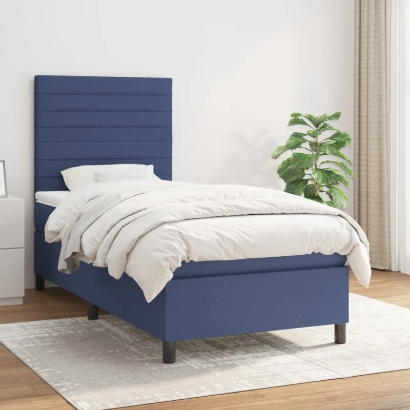 Kontinentalseng 100x200 cm med pocketmadras - blå