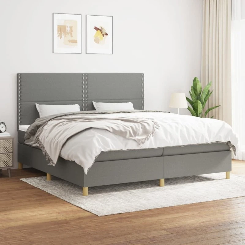 Kontinentalseng 200x200 cm mørkegrå med pocketmadras