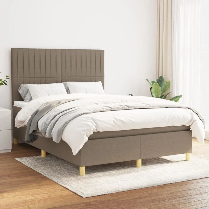 Kontinentalseng 140x200 cm med pocketmadras - gråbrun