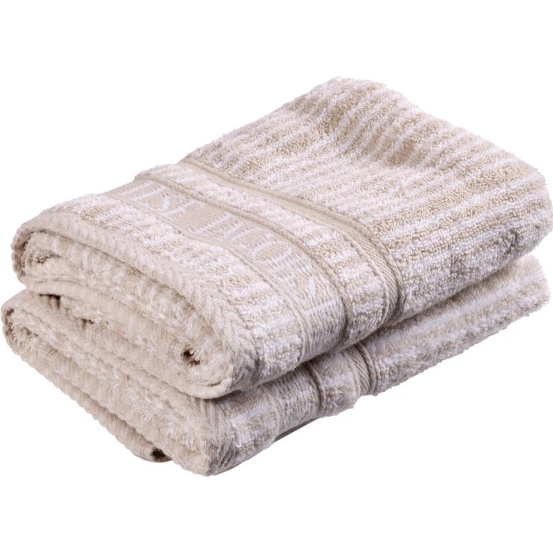 Gæstehåndklæde sæt, 2 stk – sand/beige striber