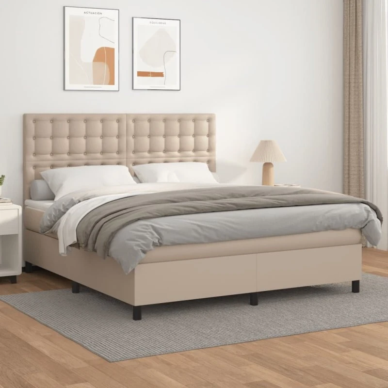 Kontinentalseng 160x200 cm i kunstlæder – cappuccino