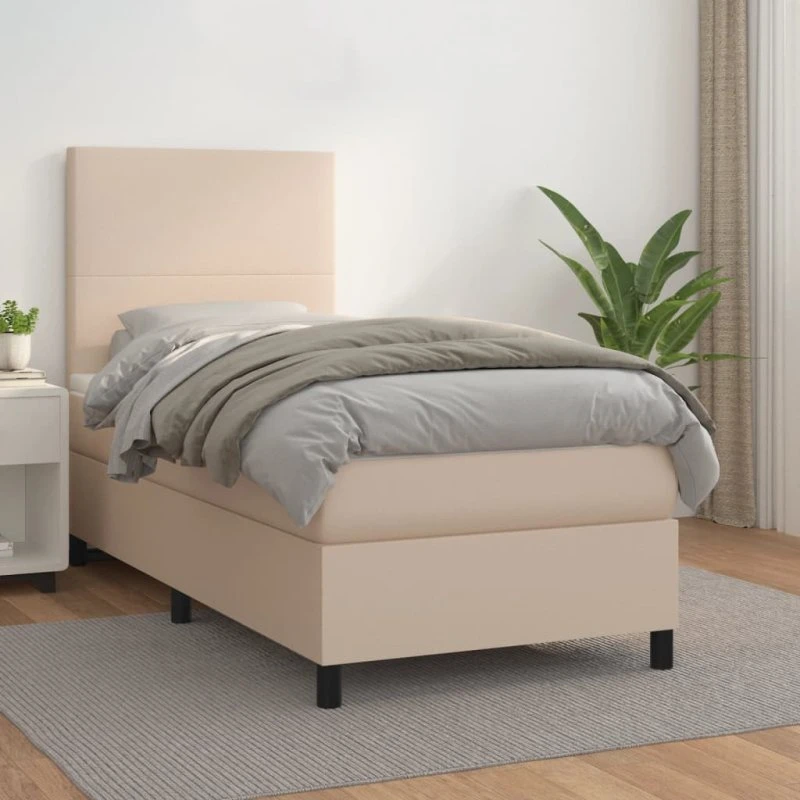 Kontinentalseng 80x200 cm kunstlæder cappuccino