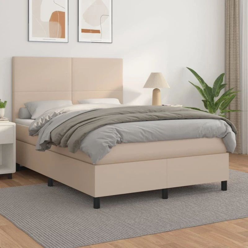 Kontinentalseng 140x190 cm i kunstlæder – cappuccino