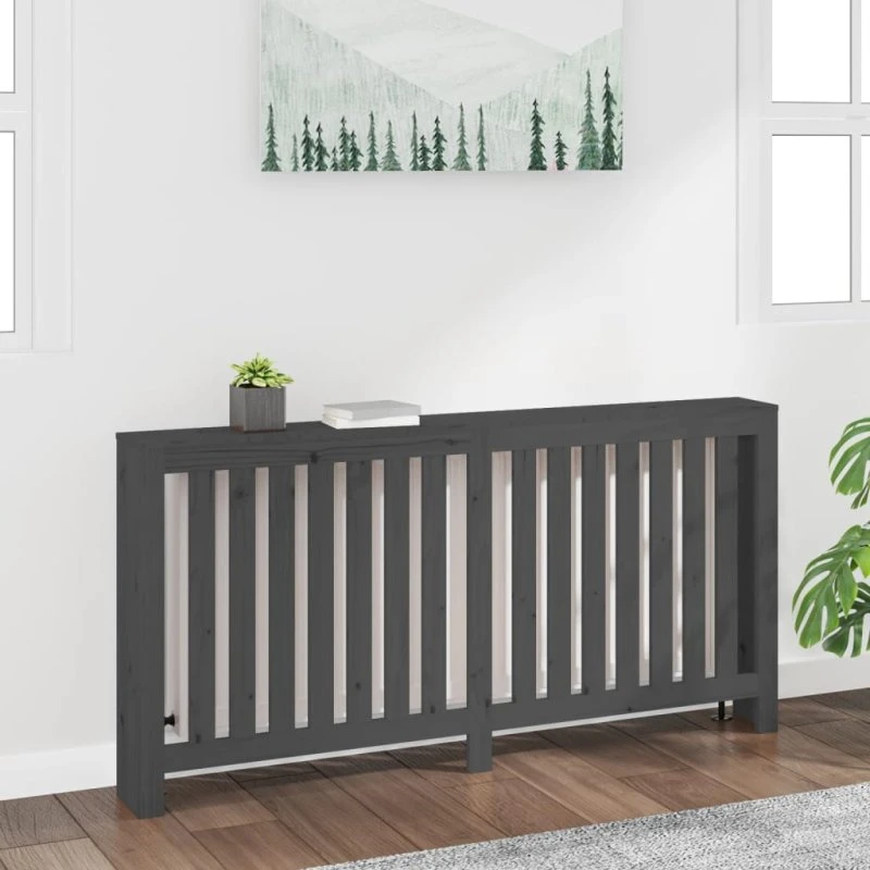 Radiatorskjuler i massivt fyrretræ 169×19×84 cm – grå