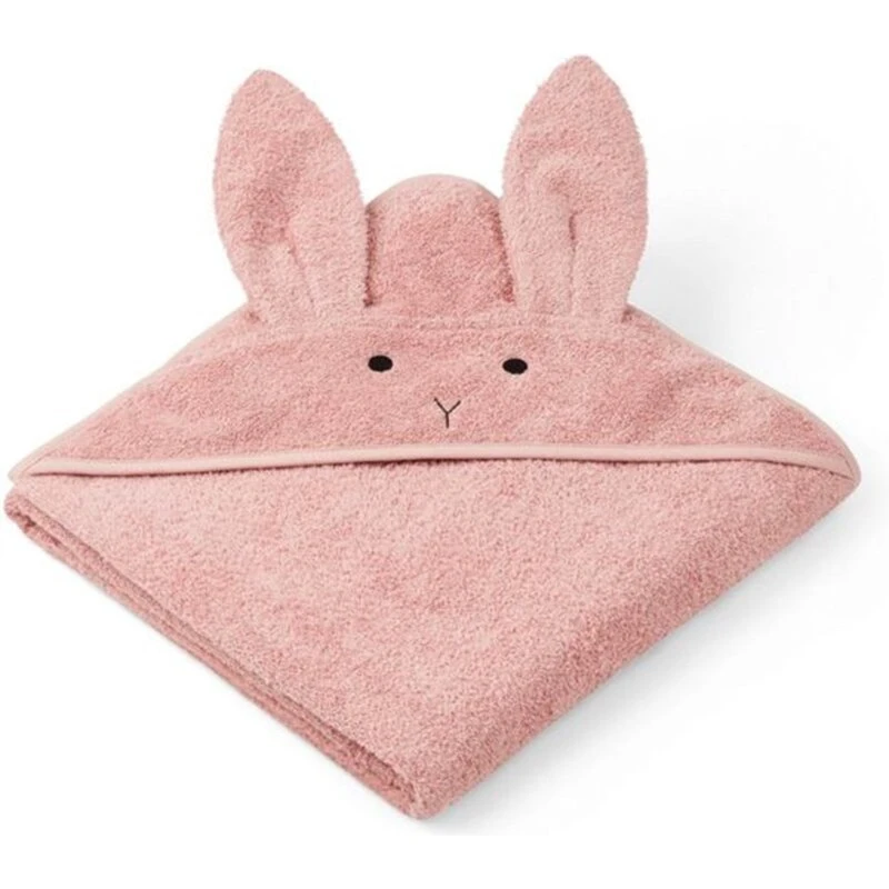 Liewood Augusta hættehåndklæde Rabbit Rose (økologisk bomuld)