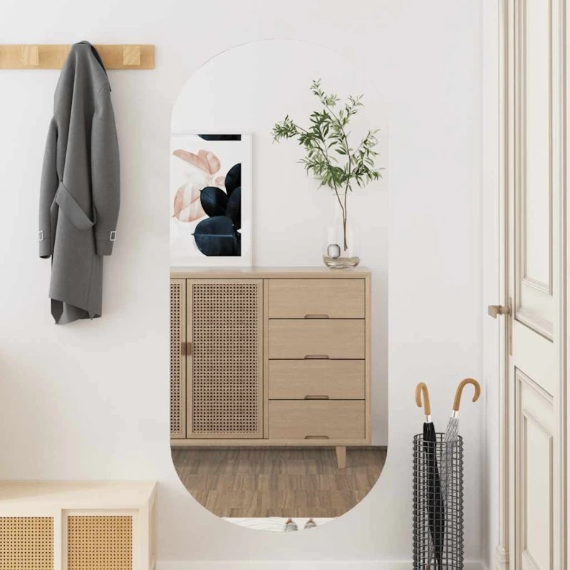 Vægspejl 45x100 cm ovalt glas – klassisk væghængt spejl