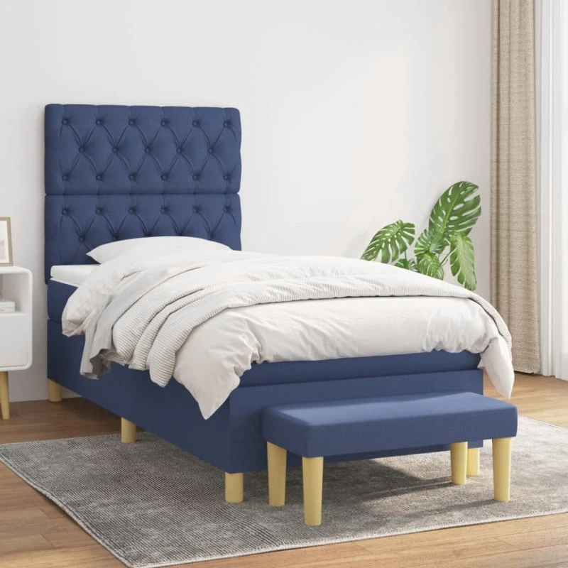 Kontinentalseng med madras 80x200 cm - Blå stof