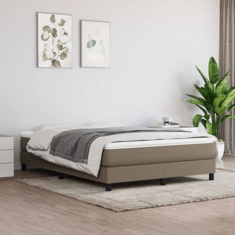 Kontinentalseng 160x200 med pocketmadras – gråbrun stof
