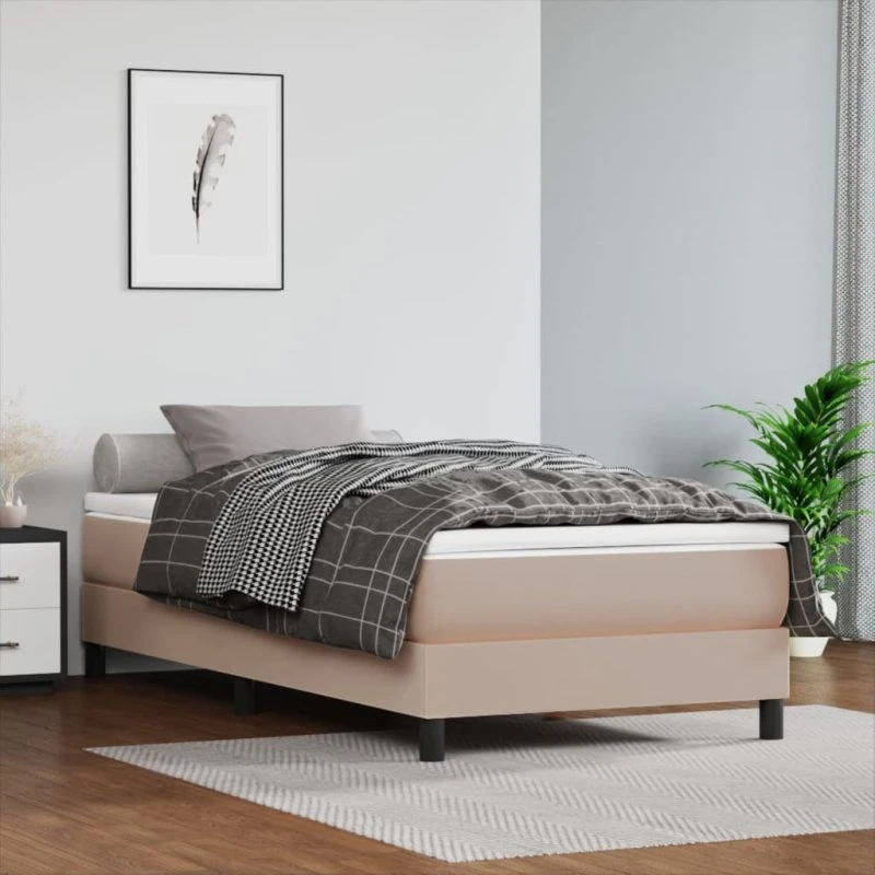 Kontinentalseng 80x200 cm kunstlæder – cappuccino