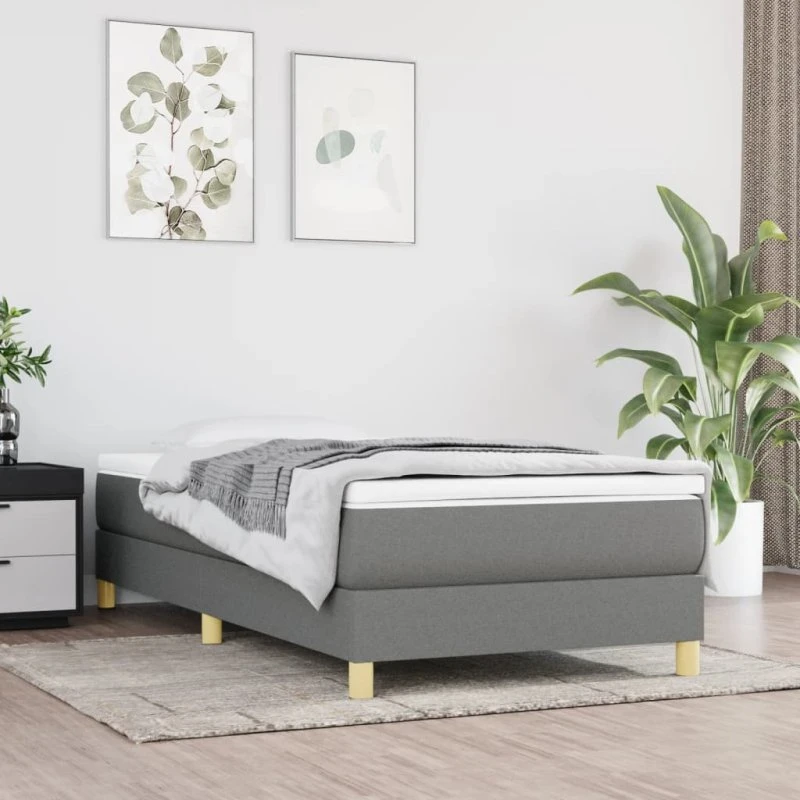 Kontinentalseng 80x200 cm med pocketmadras – mørkegrå stof