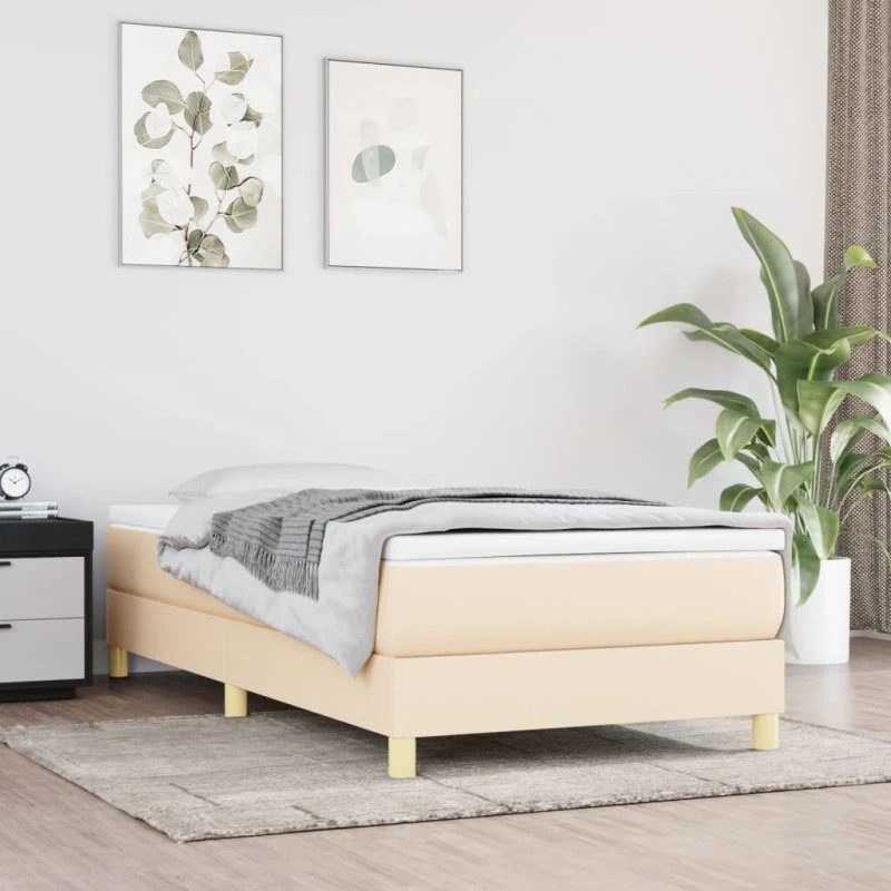 Kontinentalseng 90x200 cm - creme stof med pocketmadras