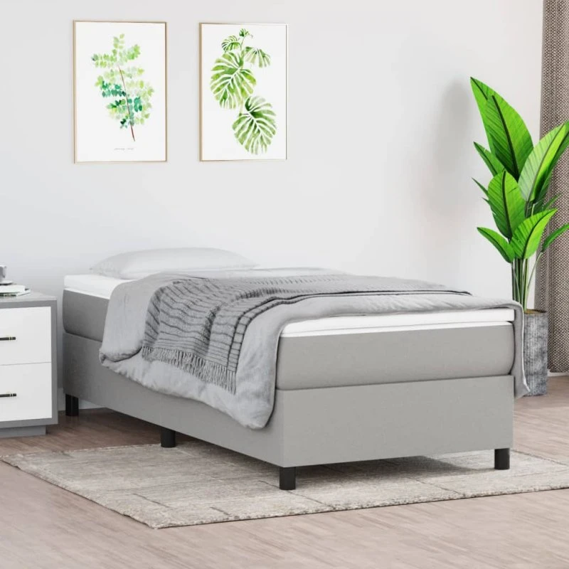 Kontinentalseng 100x200 cm med pocketmadras - Lysegrå