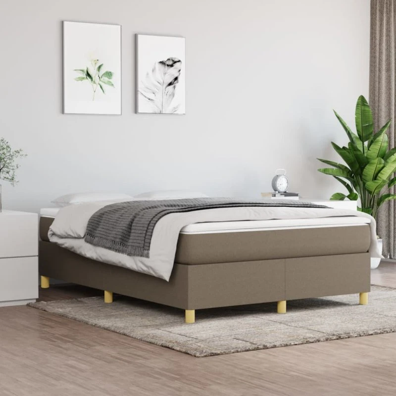 Kontinentalseng 140x190 cm stof gråbrun – pocketmadras